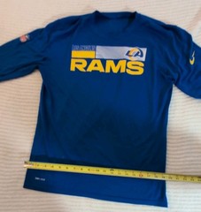 NIKE NFL Los Angeles Rams Dri-FIT Long Sleeve Shirt Blue/Yellow Size Men&rsquo;s L