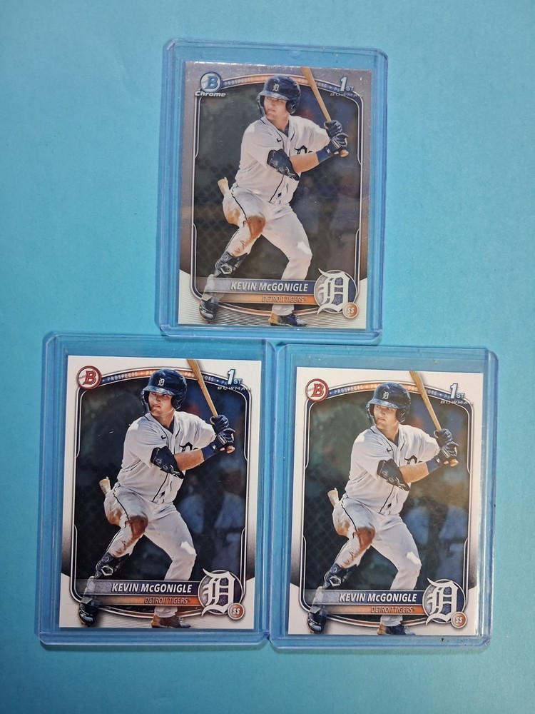 (3) Lot Kevin McGonigle 2025 Bowman – Base & Chrome Prospects #BCP-79 1st Bowman