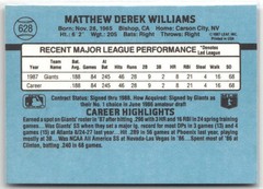 1988 DONRUSS #628 MATT WILLIAMS SAN FRANCISCO GIANTS RC