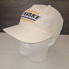 Vintage Team Penske Racing Trucker Hat Cap Snapback White Mesh Indy NASCAR Motor
