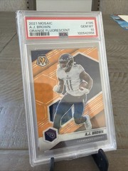 2021 Panini Mosaic Football – A.J. Brown No. /25 #195 Orange Fluorescent PSA 10