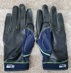 Seattle Seahawks Richard Sherman Game Issued Gloves 2016 LOB #25 Navy Black