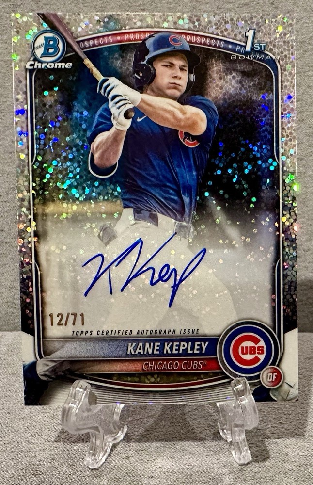 2025 Bowman Draft Kane Kepley 1st Chrome Sparkle Auto /71 #CPA-KK Chicago Cubs