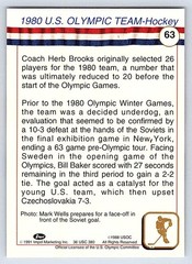 1980 HOCKEY TEAM U.S. OLYMPIC HALL OF FAME 1991 IMPEL #63