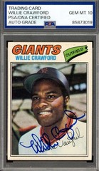 Willie Crawford Gem Mint 10 PSA DNA Signed 1977 Topps Autograph