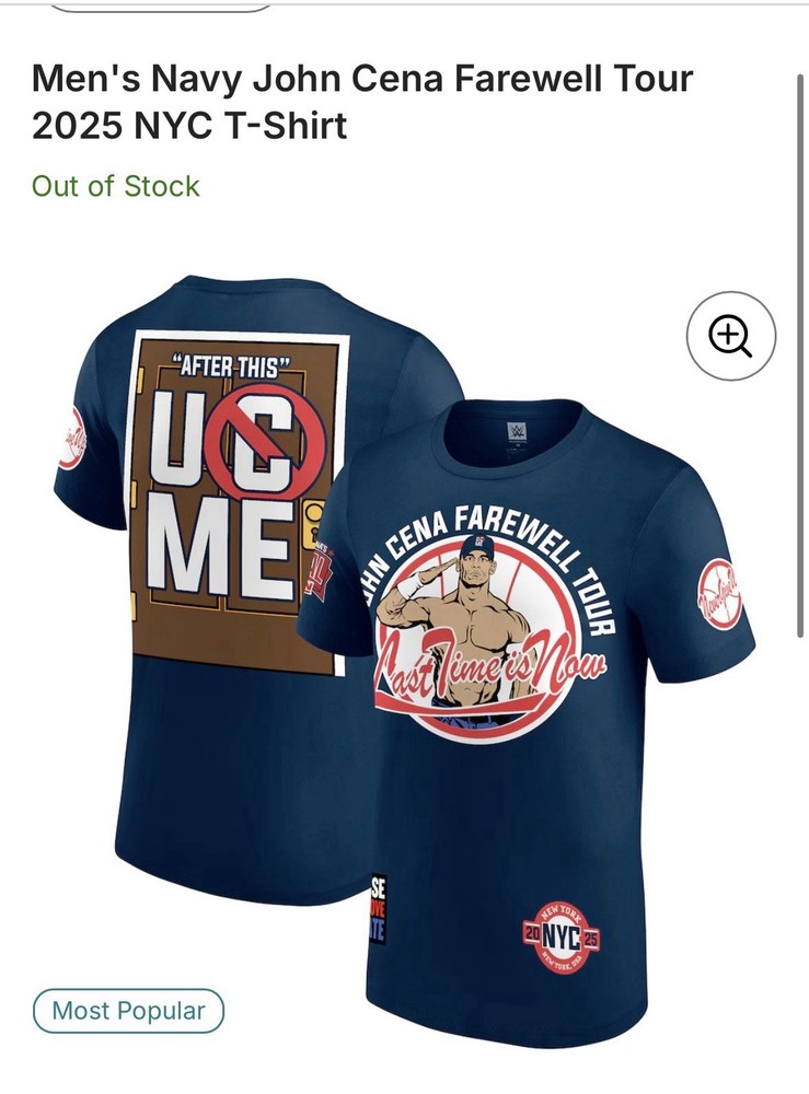 SOLD OUT WWE John Cena farewell Tour NYC 2XL Shirt