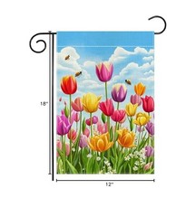 Spring Tulip Floral Garden Flag 12×18 Inch 12 inches x 18 inches, Multicolor