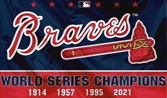 (2) 4X World Series Champions Atlanta Braves Vinyl Stickers 5×3 Car Decals