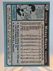 1980 Topps Mickey Rivers Texas Rangers Baseball Card #485