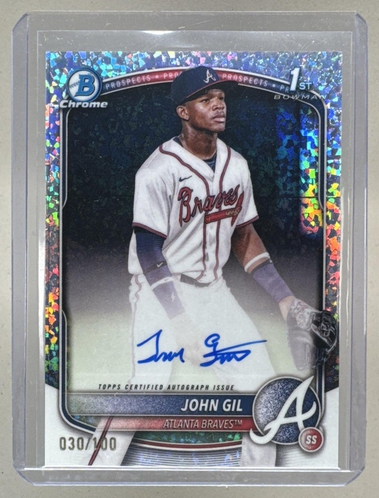 John Gil 2025 Bowman Chrome #CPA-JG Mini Diamond Refractor 1st RC Auto 30/100