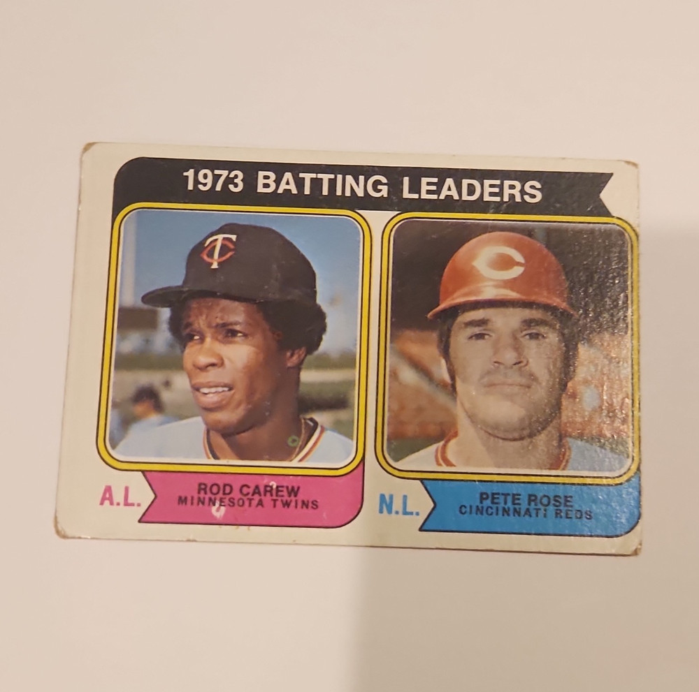 Topps 1974 Topps 1973 Batting Leaders Rod Carew Pete Rose #201 Baseball Card