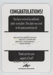 2023 Leaf Flash Printing Plate Yellow 1/1 Stetson Bennett IV Rookie Auto RC s5q