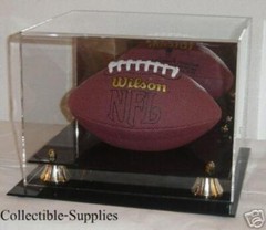 NEW DELUXE MINI FOOTBALL DISPLAY CASE with GOLD RISERS