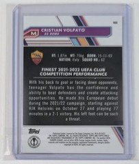 2022-23 Topps Finest UEFA Cristian Volpato Gold Refractor 20/50 AS Roma #103