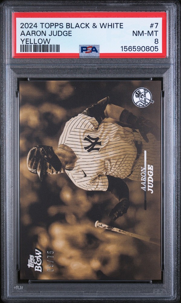 2024 Topps Black And White #7 Aaron Judge Yellow /75 PSA 8