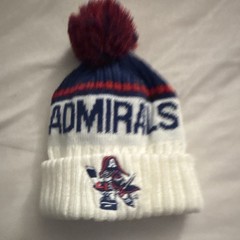Norfolk Admirals Hockey Knit Pom Beanie Hat One Size White Blue Red
