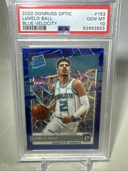 2020-21 Optic Lamelo Ball Rated Rookie Blue Velocity Prizm #153 RC PSA 10 Gem Mt