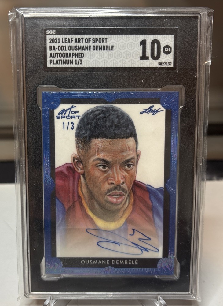 2021 LEAF ART OF SPORTS Ousmane Dembele SSP BLUE Autograph 1/3 SGC 10 GEM