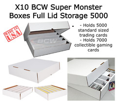 10 BCW Quality 5000 Count Super Monster FULL LID Trading Card Slab Storage Boxes