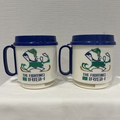 Set Of 2 Notre Dame Fighting Irish Plastic Cups Travel Mugs 1842 – 1992 Vintage