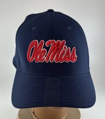 2 Nike Dri Fit Ole Miss Rebels Fitted Hat Red White and Navy Blue