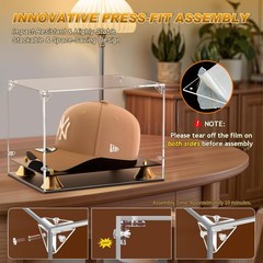 Hat Display Case Clear Acrylic Baseball Cap Display Box W/ Double Layer Base