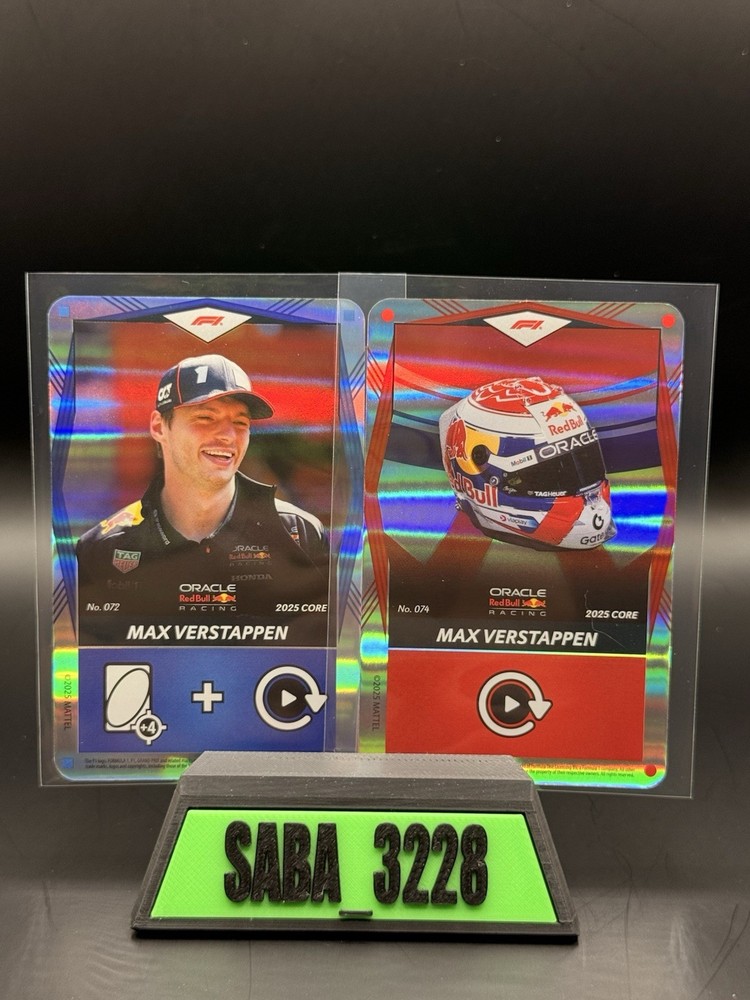 Mattel UNO Elite 2025 F1 Max Verstappen Oracle Red Bull 2-Card Lot #072 #074