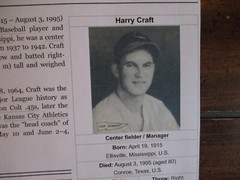 HARRY CRAFT(D-1995)Signed 1979 Diamond Greats Card w/8 x 11 Display w/Obit/Photo