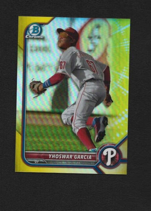 2022 Bowman Chrome Yhoswar Garcia BCP-215 Yellow Refractor 36/75 Phillies