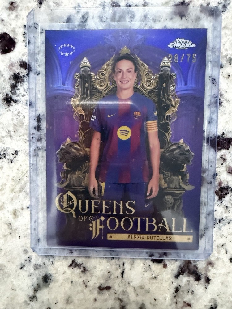 2025-26 Topps Chrome UEFA Women&rsquo;s ALEXIA PUTELLAS Queens of Football PURPLE /75