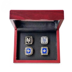 4PCS New York Mets World Series Championship Rings Set With Box