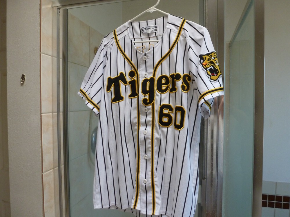 NEW MIZUNO Japan NPB HANSHIN TIGERS Baseball Jersey WHITE #60 NAKATANI Joshin L