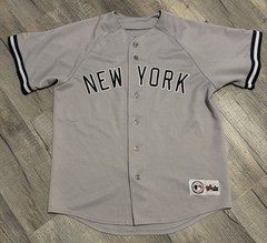 Majestic New York Yankees Derek Jeter Road Jersey Gray Grey Y2K Vintage Stitched