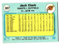 1982 Fleer – Jack Clark #387 San Francisco Giants