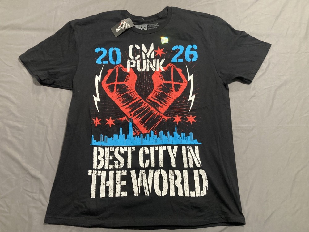 WWE Men’s CM Punk Elimination Chamber Best City In The World T-Shirt Size XL NWT