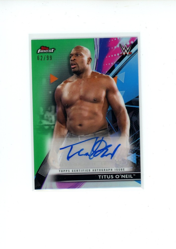2021 Topps Finest WWE Titus O&rsquo;Neil #RA-TO Roster Green Refractor Auto 62/99 READ