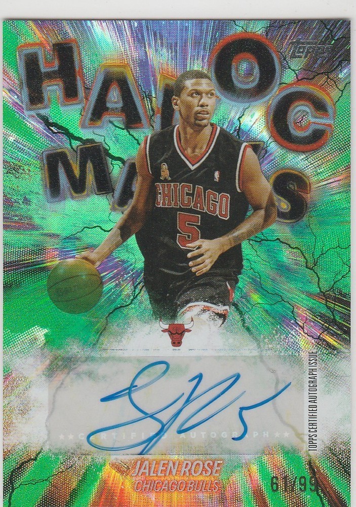 Jalen Rose 2025-26 Topps Havoc Marks Green Rainbow Auto (61/99) CHI #HM-JR