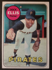 1969 TOPPS BASEBALL #286 DOCK ELLIS ROOKIE PIRATES EXCELLENT
