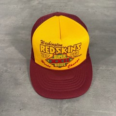 Vintage 80s Washington Redskins Snapback Hat Burgundy Yellow NFL Super Bowl XXII