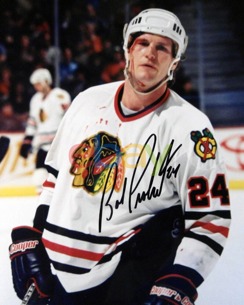 BOB PROBERT AUTOGRAPHED 8X10 CHICAGO BLACKHAWKS reprint