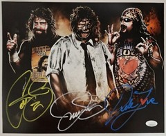 MICK FOLEY SIGNED 11X14 PHOTO 3 FACES OF FOLEY WWE JSA