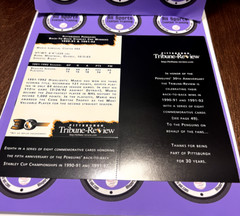 Mario Lemieux 1992-93 Penguins Tribune Review Card Back to Back Stanley Cups