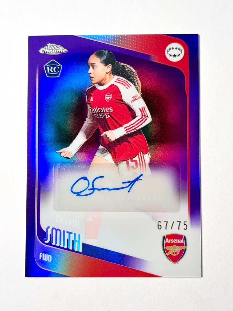 Olivia Smith RC 2025-26 Topps Chrome UWCL Rookie Auto Purple /75 Arsenal