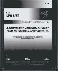 2025 Bowman Draft Eli Willits Chrome Achromatic Auto Gold Refractor #/50