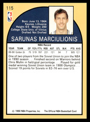 1990-91 Hoops Sarunas Marciulionis #115 Milwaukee Bucks NBA Basketball Rookie