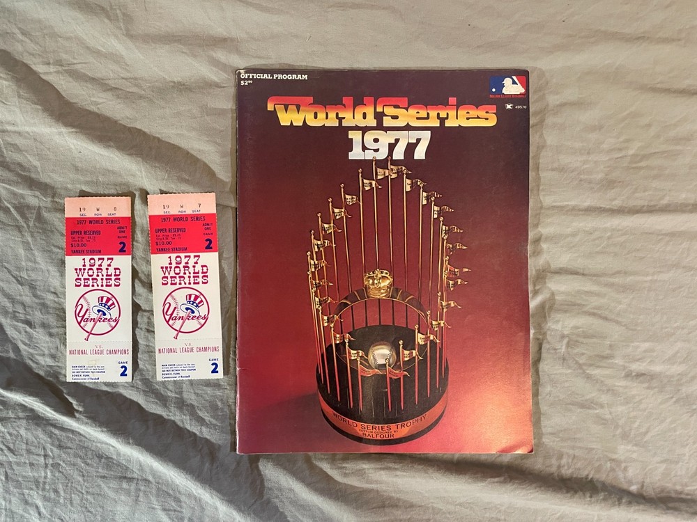 1977 New York Yankees World Series Ticket Stub (2) Game 2 v L.A. Dodgers Program