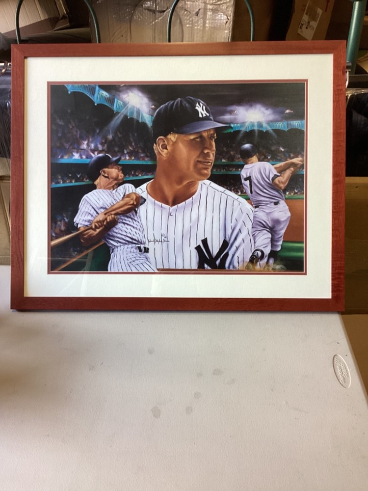ROBERT STEPHEN SIMON “MICKEY MANTLE AT NIGHT” Framed & Matted 30” x 24”