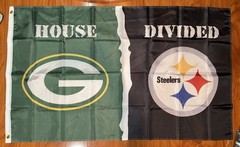 Green Bay Packers Pittsburgh Steelers House Divided Rivalry Flag 3×5 Banner Gift