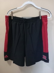 Rutgers Scarlet Knights Adidas Black Woven Shorts Zippered Pockets Size Large
