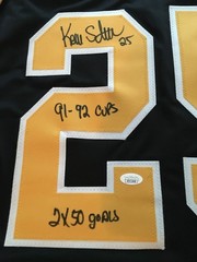 KEVIN STEVENS AUTOGRAPHED CUSTOM JERSEY W/ « 91-92 CUPS, 2X 50 GOALS » JSA